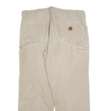 CARHARTT Mens Cotton Blend Beige Relaxed Straight Trousers W40 L32 Workwear Zip