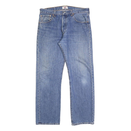 LEVI'S 501 Mens Jeans Blue Regular Straight Denim Medium W34 L30 Classic Button