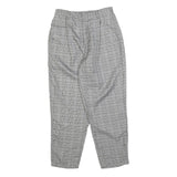 Womens Regular Check Grey Trousers W25 L25 Zip Closure Comfortable Fashion