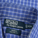 Regent Custom Fit Polo By Ralph Lauren Checked Shirt - Medium Blue Cotton