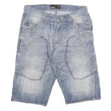 SMOG Mens Cotton Blend Blue Casual Shorts S W30 Denim Look Pockets