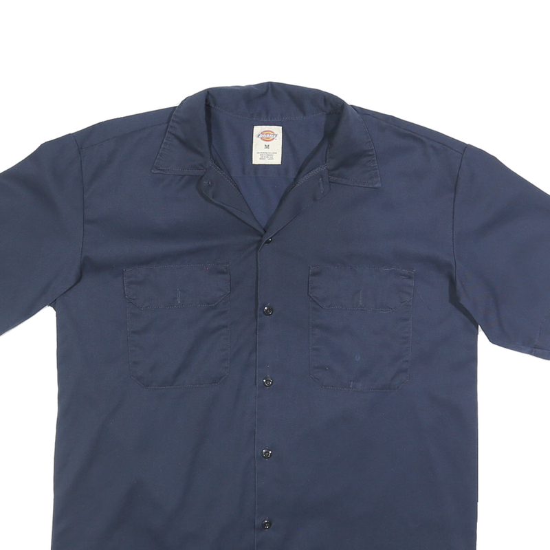 DICKIES Mens Blue Short Sleeve Cotton Shirt M Workwear Utility Casual