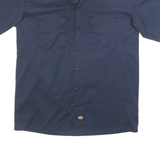 DICKIES Mens Blue Short Sleeve Cotton Shirt M Workwear Utility Casual