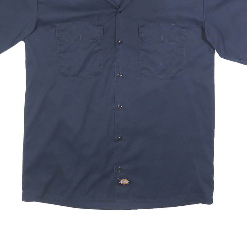 DICKIES Mens Blue Short Sleeve Cotton Shirt M Workwear Utility Casual