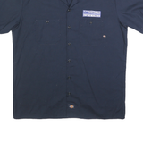 DICKIES Mens Navy Blue Workwear Short Sleeve Shirt XL Button Up Cotton Blend