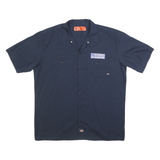 DICKIES Mens Navy Blue Workwear Short Sleeve Shirt XL Button Up Cotton Blend