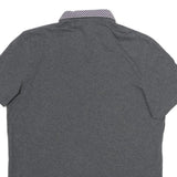 TED BAKER Mens Grey Cotton Blend Polo Shirt S Short Sleeve Patterned Collar