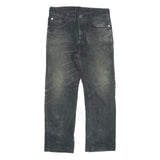 HUO CHE TOU Mens Jeans Black Regular Straight Denim Medium W30 L26 Embroidered