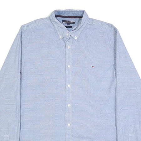 TOMMY HILFIGER Mens Blue Button-Down Shirt XL Classic Cotton Long Sleeve Smart