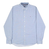 TOMMY HILFIGER Mens Blue Button-Down Shirt XL Classic Cotton Long Sleeve Smart