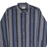 LACOSTE Mens Blue & Grey Stripe Cotton Blend Button-Down Shirt M Classic