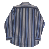 LACOSTE Mens Blue & Grey Stripe Cotton Blend Button-Down Shirt M Classic