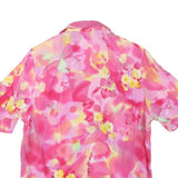 CALANIA Womens Pink Yellow Floral Short Sleeve Button Neck Top UK 16 Summer