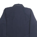 Womens Navy Blue Basic Top Long Sleeve Collar M Cotton Blend Casual