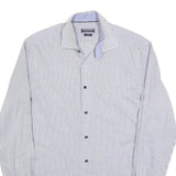 TOMMY HILFIGER Mens Blue & White Checked Shirt M Cotton Blend Classic Fit Smart