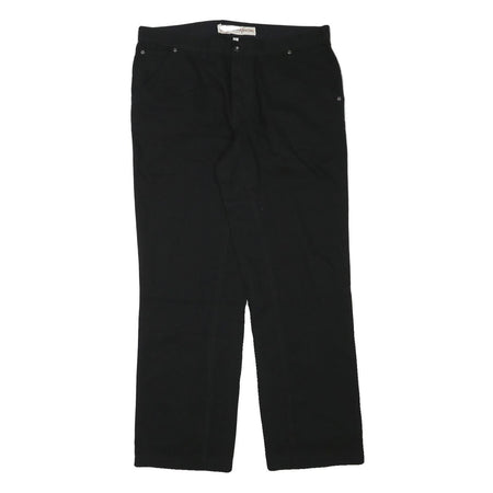CX FASHION Mens Black Regular Fit Straight Leg Trousers W35 L31 Cotton Blend Zip