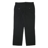 CX FASHION Mens Black Regular Fit Straight Leg Trousers W35 L31 Cotton Blend Zip