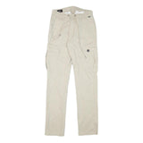 REELL Womens Beige Cotton Blend Regular Cargo Trousers W26 L30 Drawstring Waist
