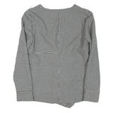 ZARA Womens Black & White Check Printed Blouse Long Sleeve V-Neck L Peplum