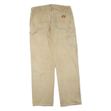 DICKIES Womens Regular Fit Straight Leg Denim Beige W36 L33 Workwear Zip Jeans