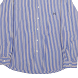 CHAPS Mens Blue & Cream Striped Shirt XL Button Down Cotton Blend Classic