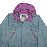 TOP SPIRIT Mens Blue & Purple Hooded Nylon Zip Jacket XL Lightweight Water