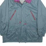 TOP SPIRIT Mens Blue & Purple Hooded Nylon Zip Jacket XL Lightweight Water