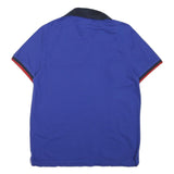 TOMMY HILFIGER Mens Blue Navy & Red Short Sleeve Polo Shirt S Cotton Blend