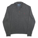 POLO RALPH LAUREN Mens Grey Cotton Blend Patterned Jumper Funnel Neck XL Casual