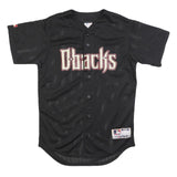 MAJESTIC Mens Black Dbacks Heritage Button Jersey S Short Sleeve V-Neck Baseball