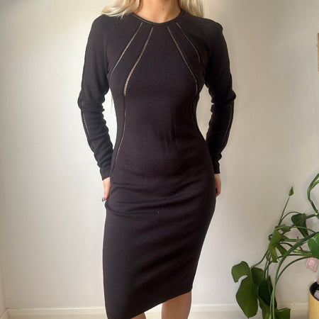 Gai Mattiolo Bodycon Dress - XS Brown Wool