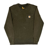 Carhartt Long Sleeve T-Shirt - Small Green Cotton