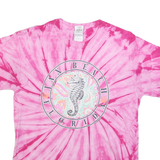 GILDAN Womens Pink Tie Dye Jax Beach Florida Graphic T-Shirt M Crew Neck Short