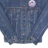 LEVI'S Mens Blue Denim Jacket XS Cotton Button Mets Logo Patch Classic Fit