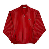 Lacoste Striped Bomber Jacket - Large Red Polyester