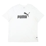 PUMA Mens White Black Logo T-Shirt L Short Sleeve Crew Neck Cotton Blend Casual