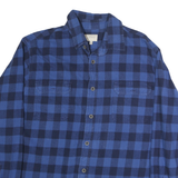JACHS Mens Blue & Navy Check Shirt 2XL Button Long Sleeve Cotton Casual