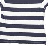 TOMMY HILFIGER Womens Blue & White Stripe Short Sleeve Polo Shirt XL Lace Up