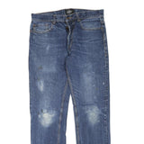DICKIES Mens Regular Fit Blue Denim Jeans Button W34 L34 Cotton Blend