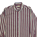 NATURAL ISSUE Mens Navy & Red Stripe Cotton Shirt XL Button Down Collar Long