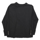 MONSOON Womens Black Cotton Blend V-Neck Long Sleeve Top S Embroidered Detail