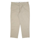 DICKIES Mens Cotton Blend Beige Regular Fit Straight Leg Trousers W42 L30