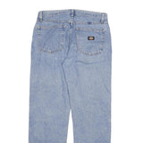 DICKIES Mens Regular Fit Straight Leg Denim Light Blue W32 L32 Cotton Blend Zip