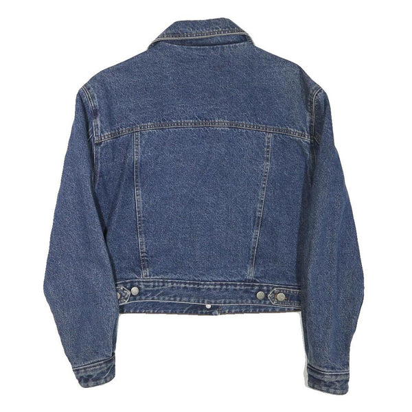 Womens Blue Denim Button Jacket S Cotton Blend Classic Casual Outerwear