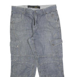 GREEN COAST Mens Regular Fit Blue Denim Cargo Jeans W34 L27 Casual Cotton Blend