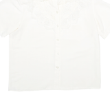 CATHY CHE Womens White & Cream Shirt XS Button Front Embroidered Lace