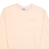 FILA Womens Cream Sweatshirt Crew Neck L Cotton Blend Logo Embroidered