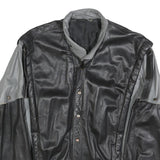 OSKAR Mens Black & Grey Leather Button Jacket M Casual Stylish Outerwear