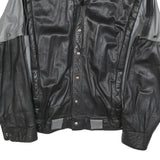 OSKAR Mens Black & Grey Leather Button Jacket M Casual Stylish Outerwear