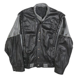 OSKAR Mens Black & Grey Leather Button Jacket M Casual Stylish Outerwear